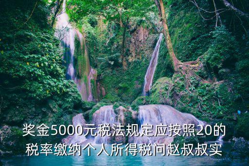 獎(jiǎng)金5000元稅法規(guī)定應(yīng)按照20的稅率繳納個(gè)人所得稅問趙叔叔實(shí)