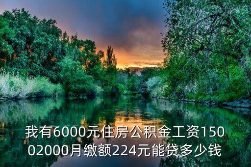公積金6000能貸款多少，我有6000元住房公積金工資15002000月繳額224元能貸多少錢