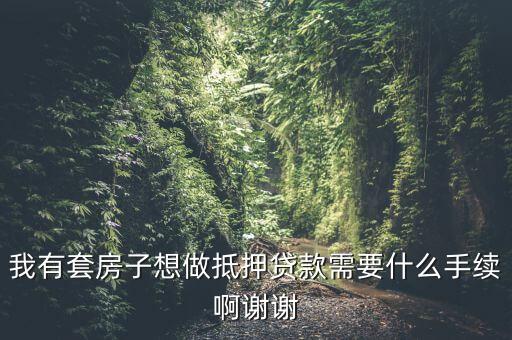 我有套房子想做抵押貸款需要什么手續(xù)啊謝謝