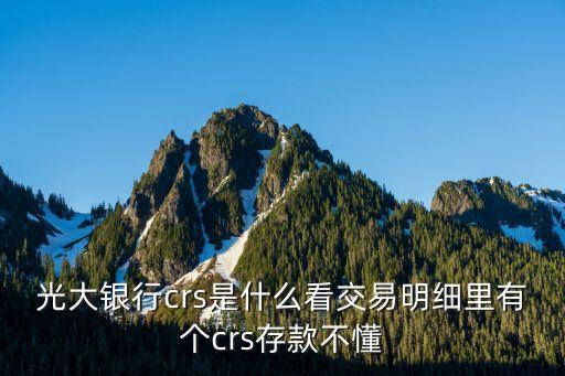 光大銀行crs是什么看交易明細(xì)里有個(gè)crs存款不懂