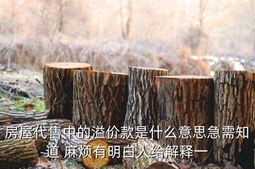 房屋代售中的溢價(jià)款是什么意思急需知道 麻煩有明白人給解釋一