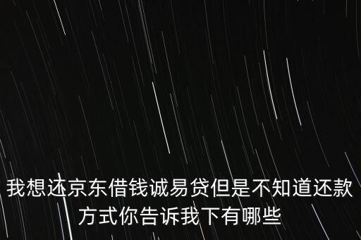 南京誠易貸叫什么關(guān)系，我想還京東借錢誠易貸但是不知道還款方式你告訴我下有哪些