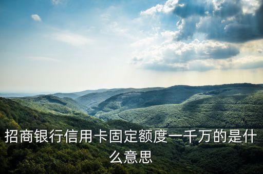 招商銀行信用卡固定額度一千萬的是什么意思