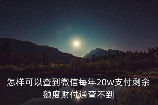 怎樣可以查到微信每年20w支付剩余額度財(cái)付通查不到