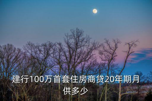 建行100萬首套住房商貸20年期月供多少