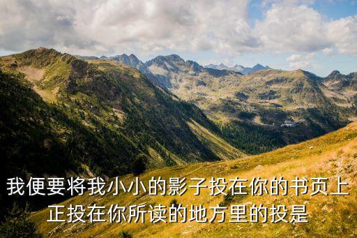 我便要將我小小的影子投在你的書頁上正投在你所讀的地方里的投是