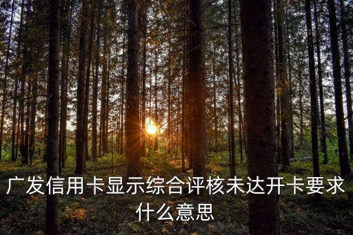 廣發(fā)信用卡顯示綜合評(píng)核未達(dá)開卡要求什么意思