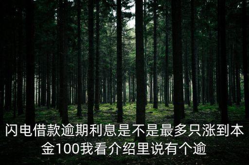 閃電貸款逾期利息多少，閃電借款有哪些優(yōu)勢逾期不還會怎么樣