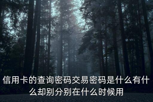 信用卡的查詢密碼交易密碼是什么有什么卻別分別在什么時(shí)候用