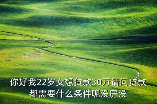 你好我22歲女想貸款30萬(wàn)請(qǐng)問(wèn)貸款都需要什么條件呢沒(méi)房沒(méi)