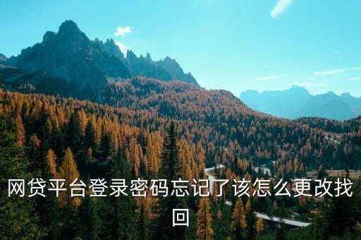 網(wǎng)貸平臺(tái)登錄密碼忘記了該怎么更改找回