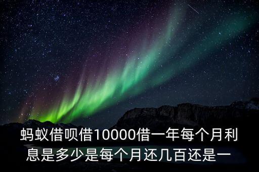 螞蟻借唄借10000借一年每個(gè)月利息是多少是每個(gè)月還幾百還是一