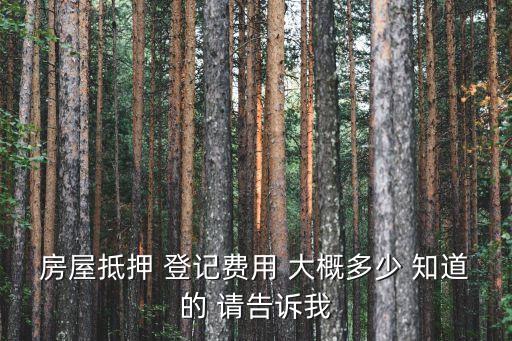 房屋抵押 登記費(fèi)用 大概多少 知道的 請(qǐng)告訴我
