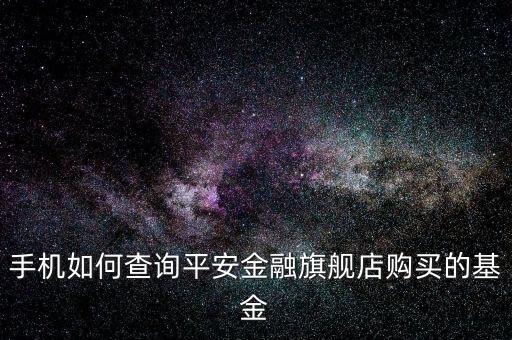 手機如何查詢平安金融旗艦店購買的基金