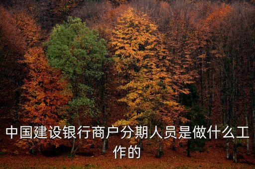 中國(guó)建設(shè)銀行商戶分期人員是做什么工作的