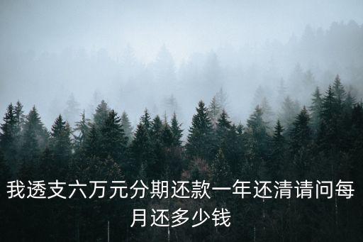 貸款6萬逾期一年要還多少，我透支六萬元分期還款一年還清請問每月還多少錢