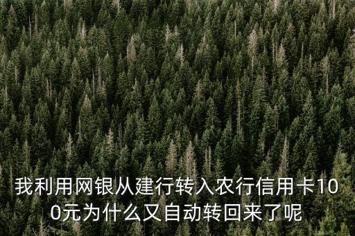 我利用網(wǎng)銀從建行轉(zhuǎn)入農(nóng)行信用卡100元為什么又自動(dòng)轉(zhuǎn)回來了呢