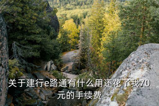 關于建行e路通有什么用還花了我70元的手續(xù)費