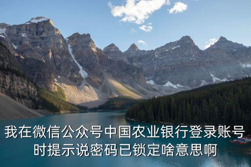 我在微信公眾號(hào)中國(guó)農(nóng)業(yè)銀行登錄賬號(hào)時(shí)提示說(shuō)密碼已鎖定啥意思啊