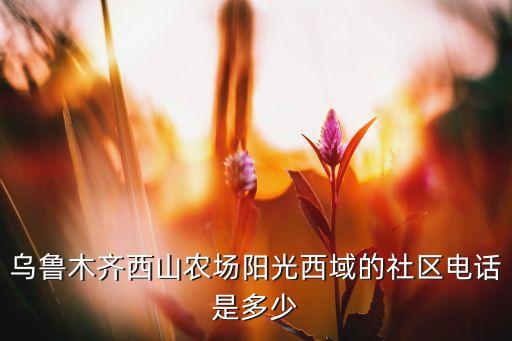烏魯木齊西山農(nóng)場(chǎng)陽(yáng)光西域的社區(qū)電話是多少