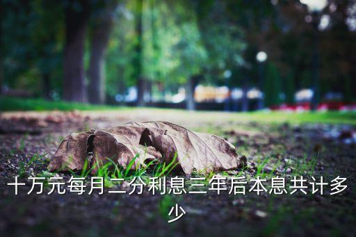 十萬元每月二分利息三年后本息共計多少