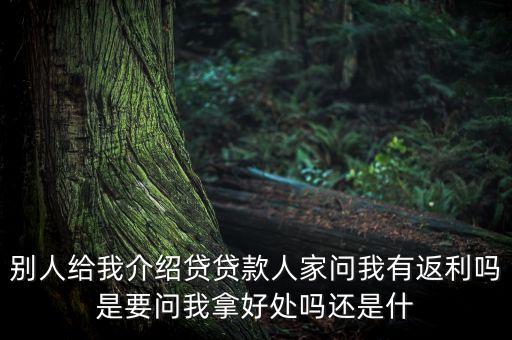 別人給我介紹貸貸款人家問我有返利嗎是要問我拿好處嗎還是什
