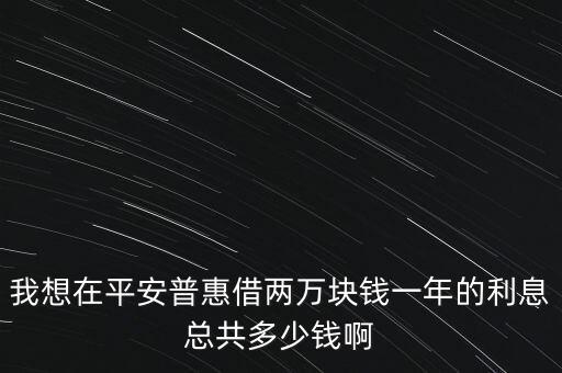 平安普惠2萬總共還多少，我想在平安普惠借兩萬塊錢一年的利息總共多少錢啊