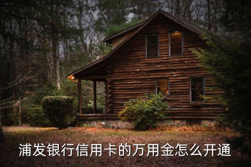 浦發(fā)銀行信用卡的萬用金怎么開通