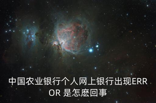 中國農(nóng)業(yè)銀行個(gè)人網(wǎng)上銀行出現(xiàn)ERROR 是怎麼回事