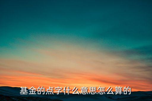 基金的點字什么意思怎么算的