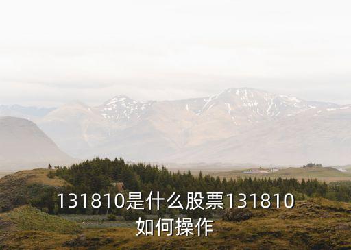 131810是什么股票131810如何操作