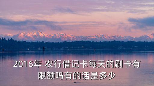 農(nóng)業(yè)銀行借記卡額度是多少錢，2016年 農(nóng)行借記卡每天的刷卡有限額嗎有的話是多少