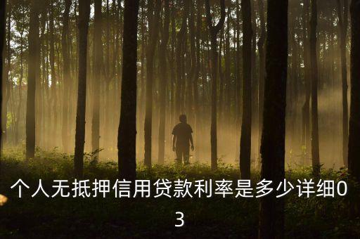 個人無抵押信用貸款利率是多少詳細03
