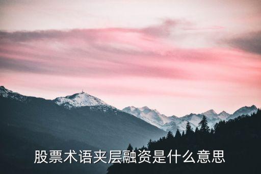 什么是夾層融資，PPP模式中金融方面夾層融資是什么意思