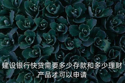 建設(shè)銀行快貸需要多少存款和多少理財(cái)產(chǎn)品才可以申請(qǐng)