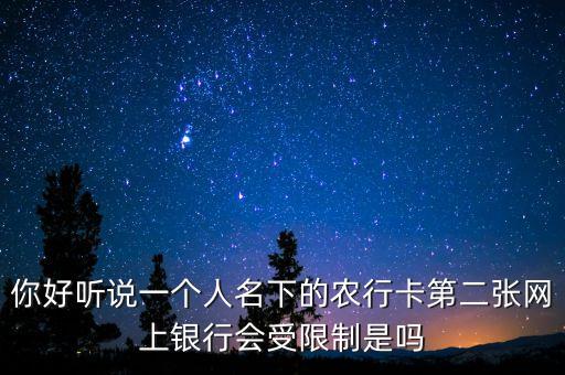 你好聽說一個人名下的農(nóng)行卡第二張網(wǎng)上銀行會受限制是嗎