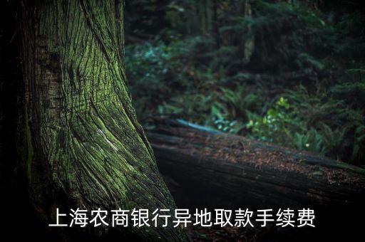 上海農(nóng)商銀行異地取款手續(xù)費(fèi)