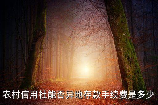 農(nóng)村信用社能否異地存款手續(xù)費(fèi)是多少