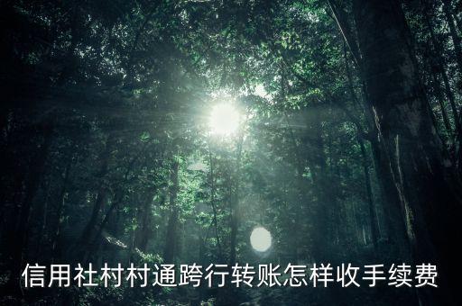 信用社村村通跨行轉(zhuǎn)賬怎樣收手續(xù)費(fèi)