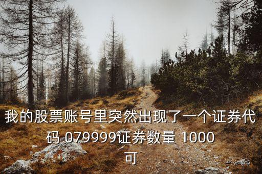 我的股票賬號里突然出現(xiàn)了一個證券代碼 079999證券數(shù)量 1000可