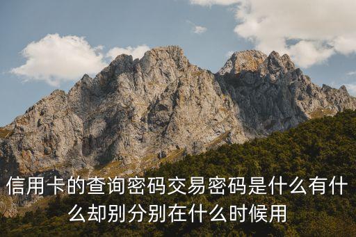 信用卡的查詢密碼交易密碼是什么有什么卻別分別在什么時(shí)候用