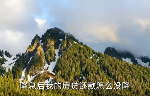 降息后我的房貸還款怎么沒降