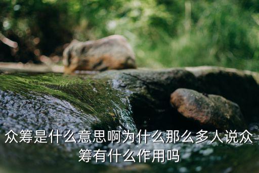 眾籌是什么意思啊為什么那么多人說眾籌有什么作用嗎