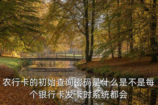 農(nóng)行卡的初始查詢密碼是什么是不是每個(gè)銀行卡發(fā)卡時(shí)系統(tǒng)都會(huì)